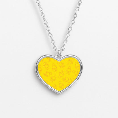 Bricks Figures Pattern Yellow Heart Necklace