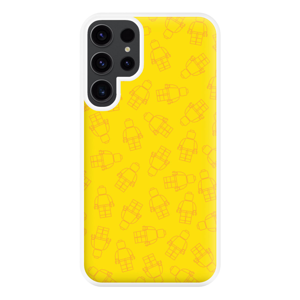Bricks Figures Pattern Yellow Phone Case for Galaxy S23 Ultra