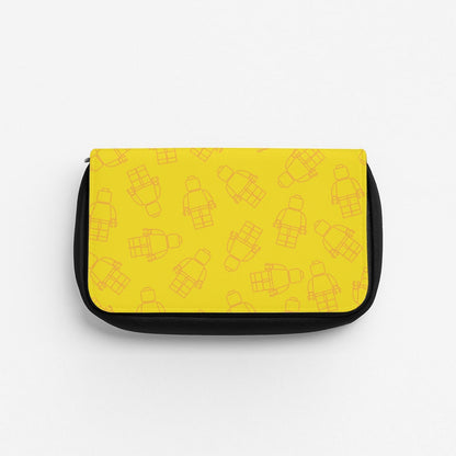 Bricks Figures Pattern Yellow Pencil Case