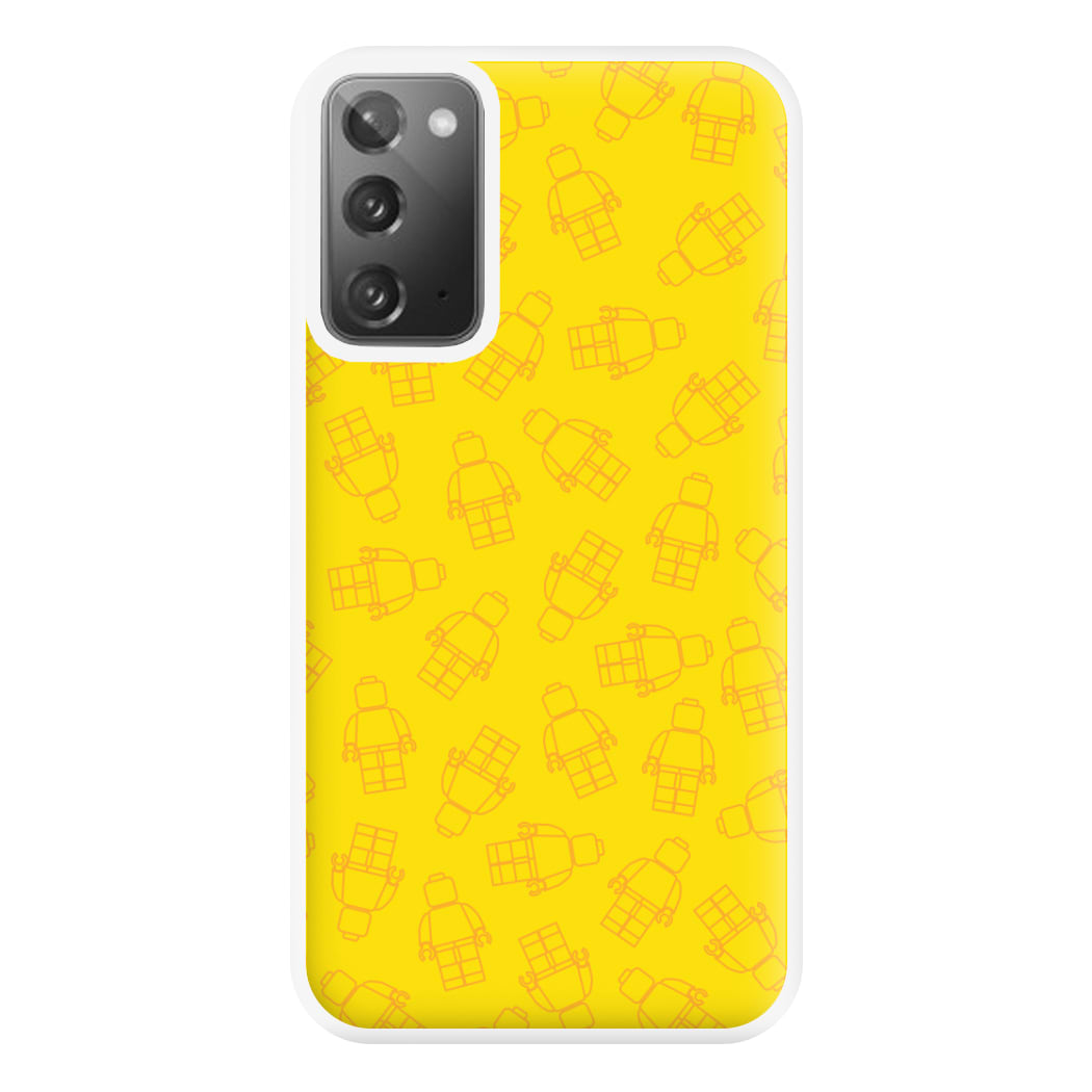 Bricks Figures Pattern Yellow Phone Case for Galaxy Note 20 Ultra