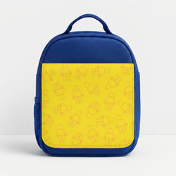 Bricks Figures Pattern Yellow Lunchbox - Blue