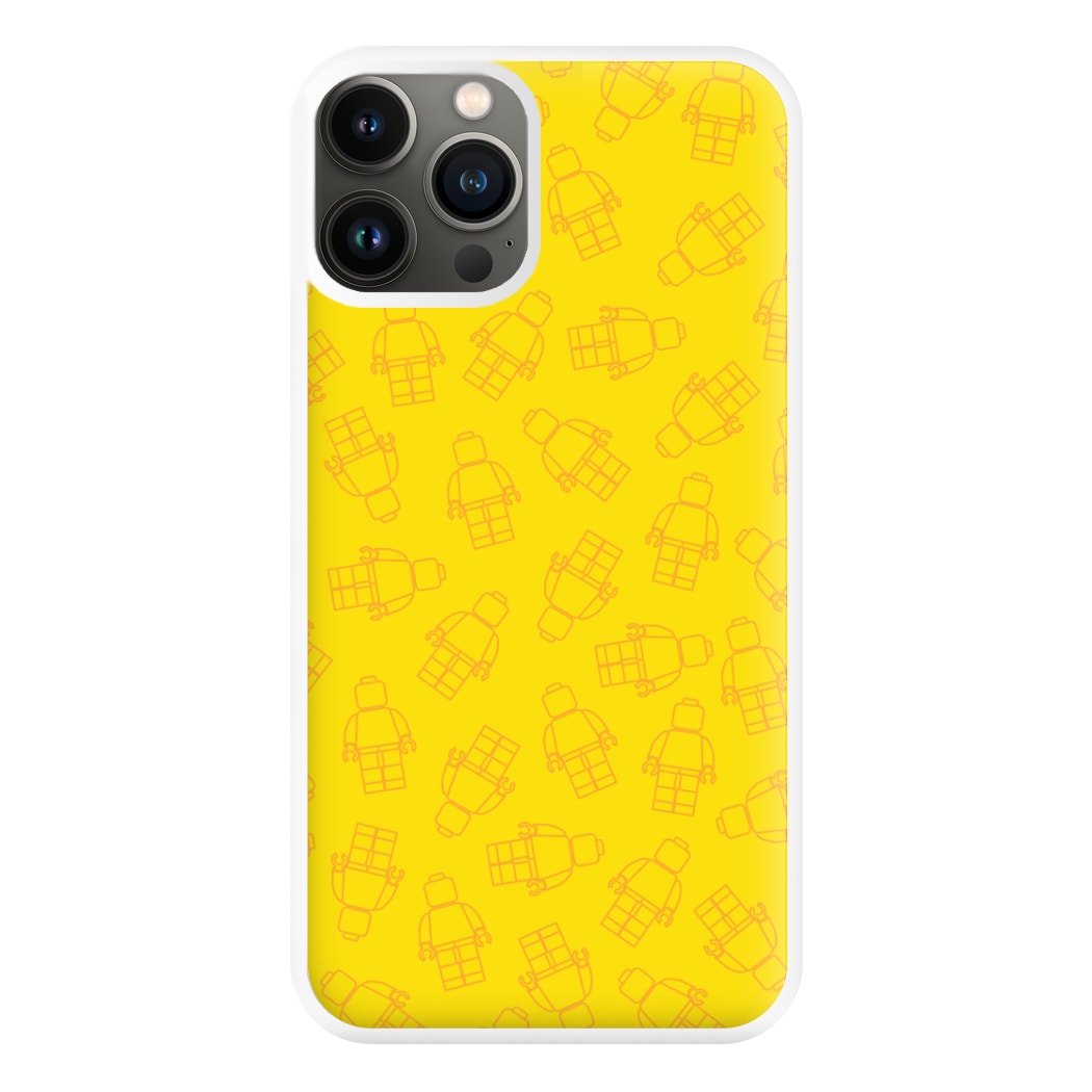 Bricks Figures Pattern Yellow Phone Case for iPhone 13 Pro Max