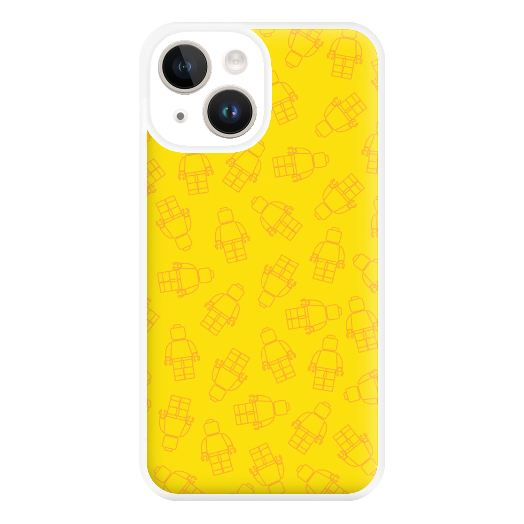 Bricks Figures Pattern Yellow Phone Case for iPhone 14