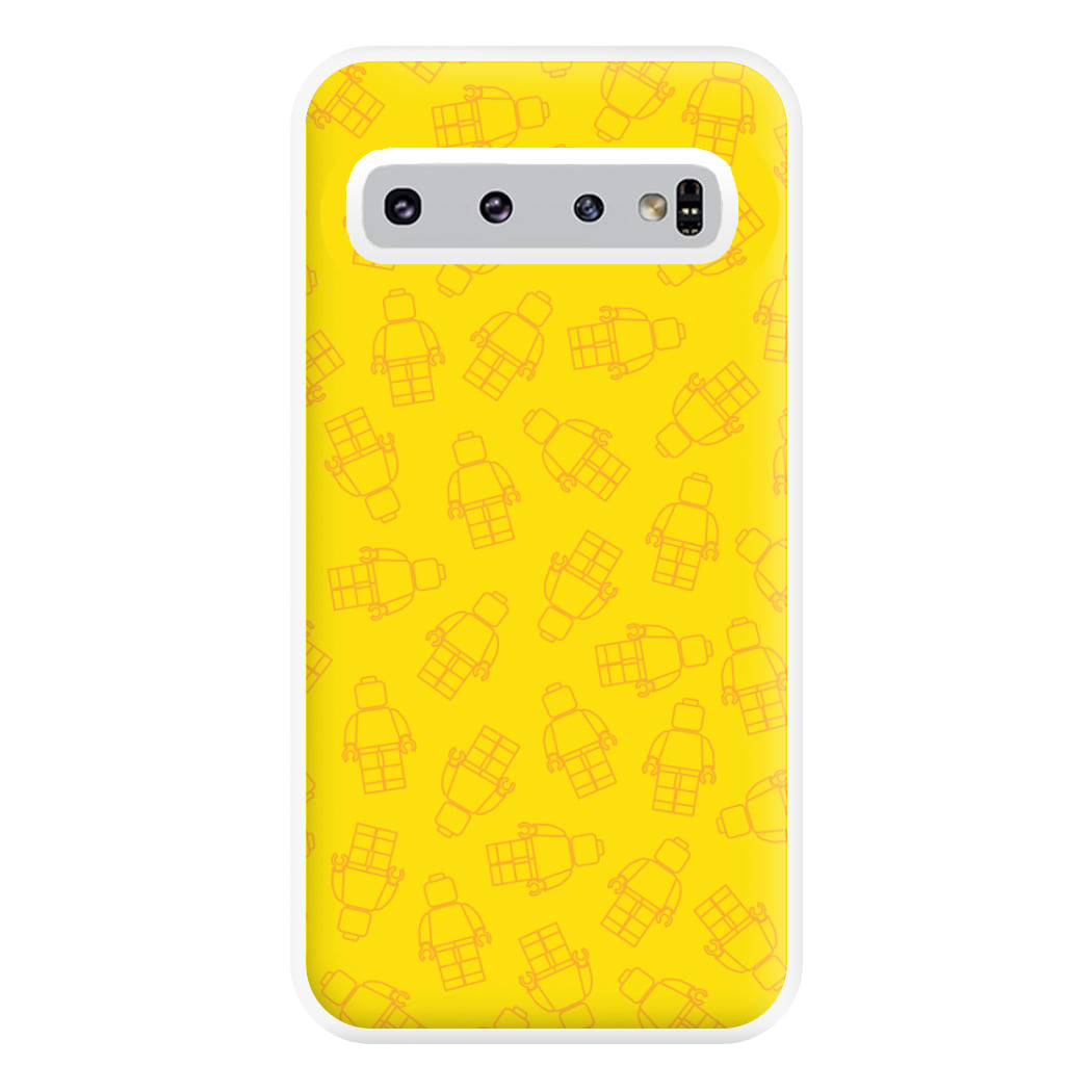 Bricks Figures Pattern Yellow Phone Case for Galaxy S10 Plus