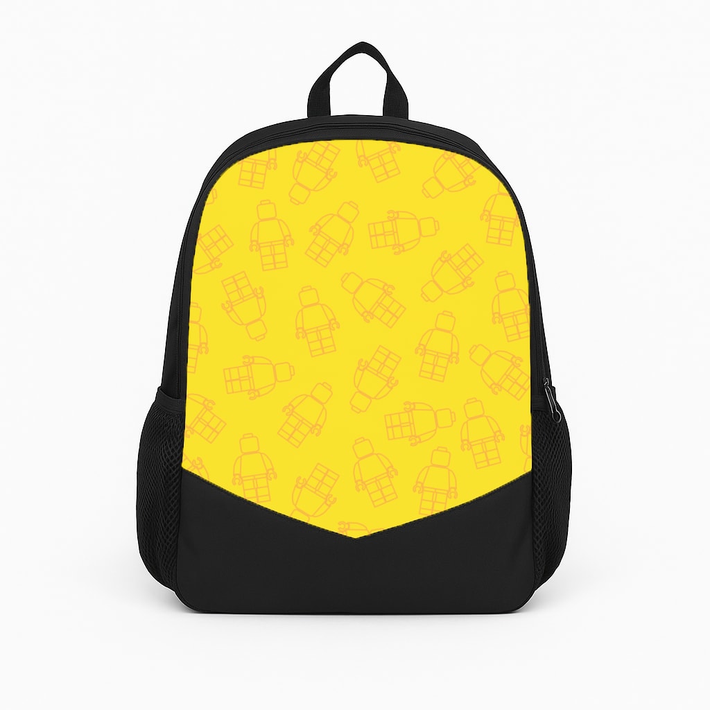 Bricks Figures Pattern Yellow Backpack