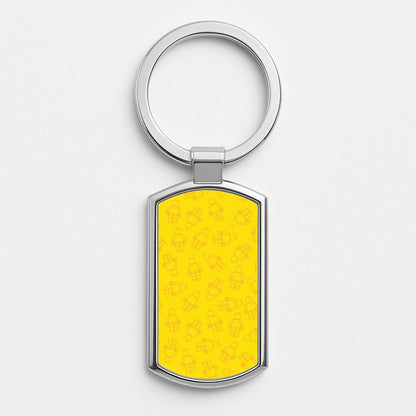Bricks Figures Pattern Yellow Silver Keyring
