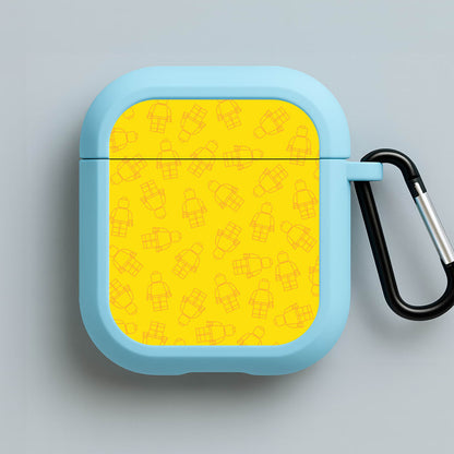 Bricks Figures Pattern Yellow Blue AirPods Case
