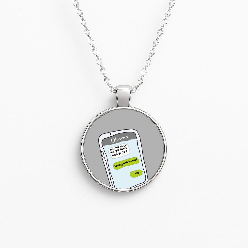 Messaging Obama Circle Necklace