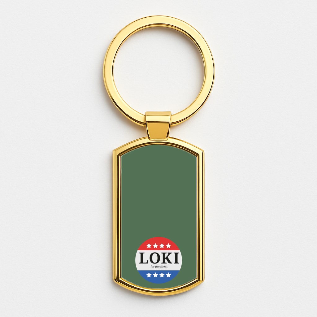 Loki For President Gold Keyring