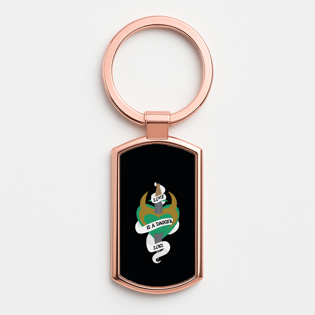 Love Is A Dagger Rose Gold Keyring