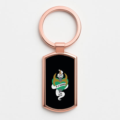 Love Is A Dagger Rose Gold Keyring