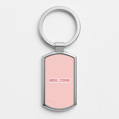 Girl Code Silver Keyring