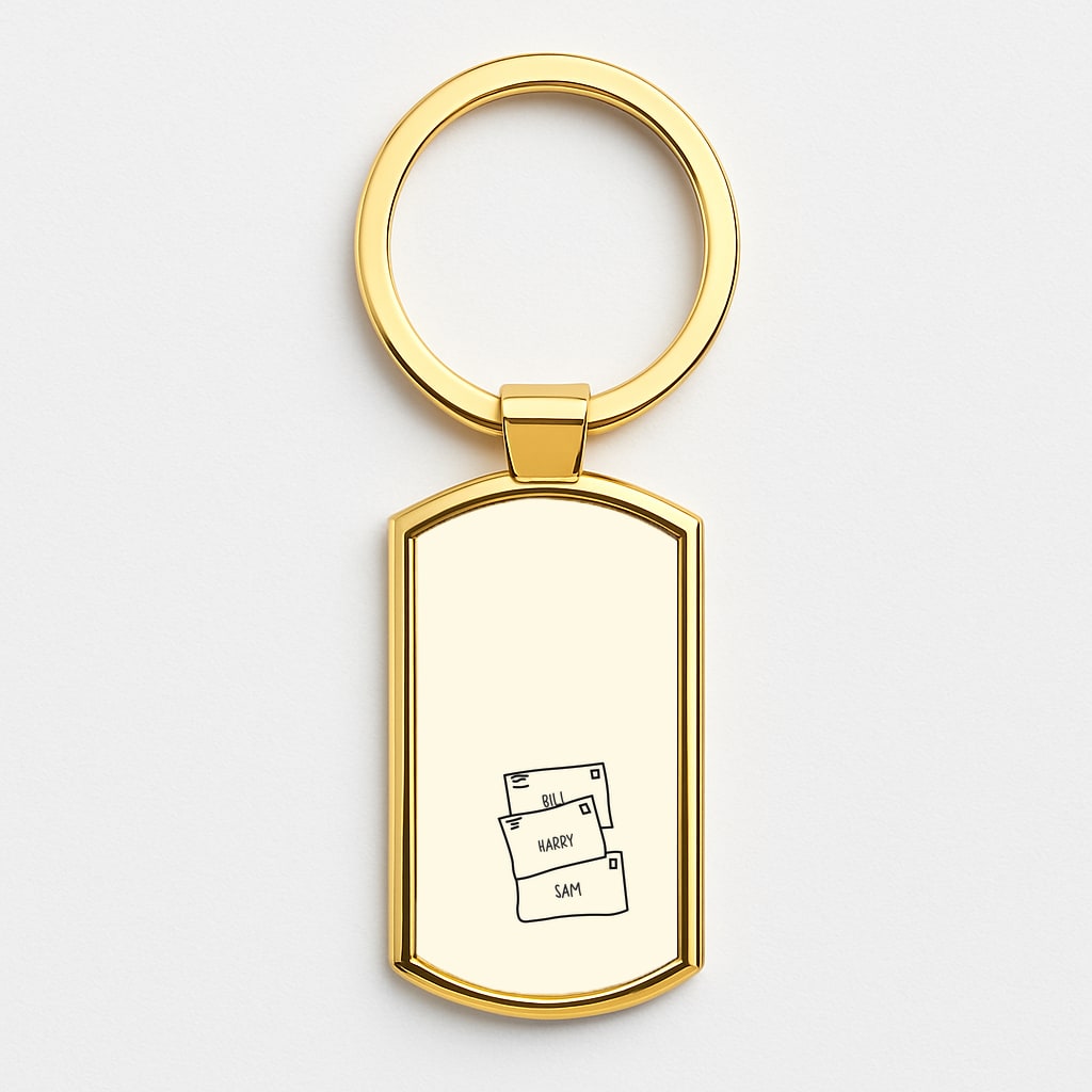 Bill, Harry And Sam Gold Keyring