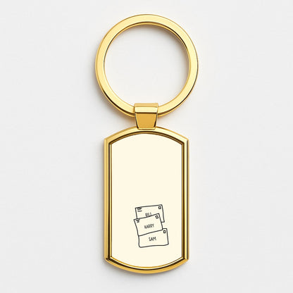Bill, Harry And Sam Gold Keyring