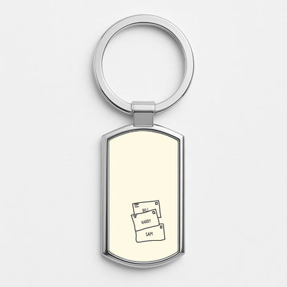 Bill, Harry And Sam Silver Keyring