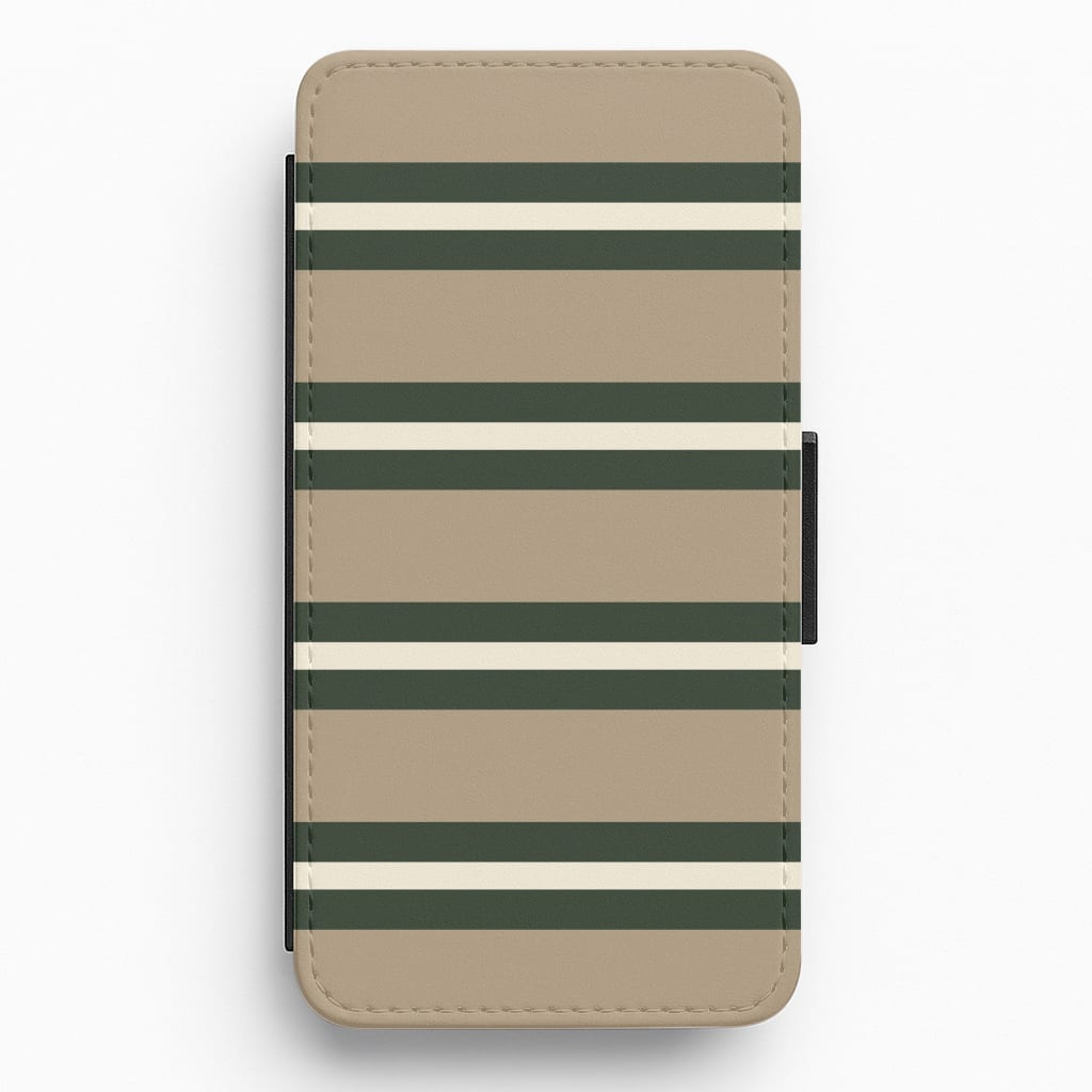 Khaki Stripes Flip / Wallet Phone Case