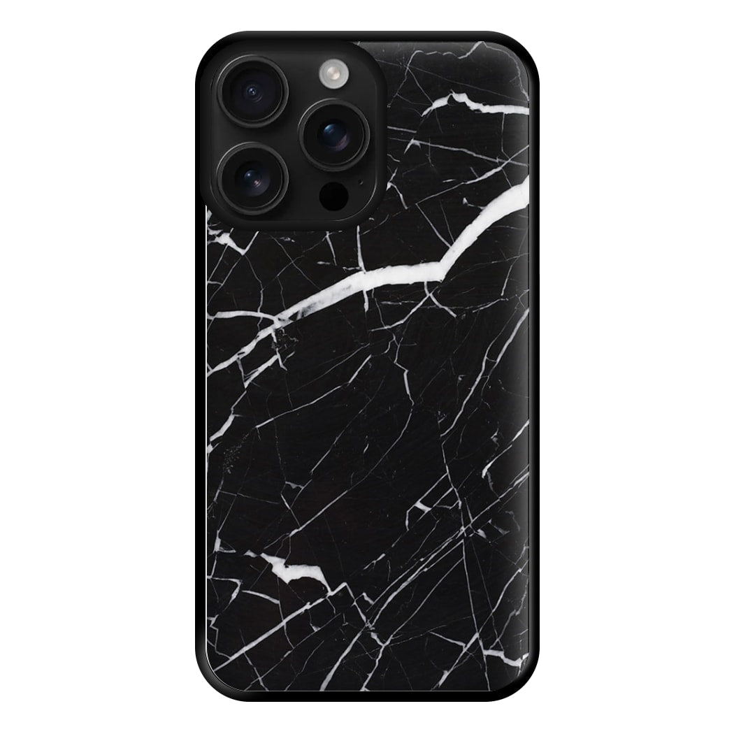 Black & White Marble Pattern Phone Case for iPhone 16 Pro Max