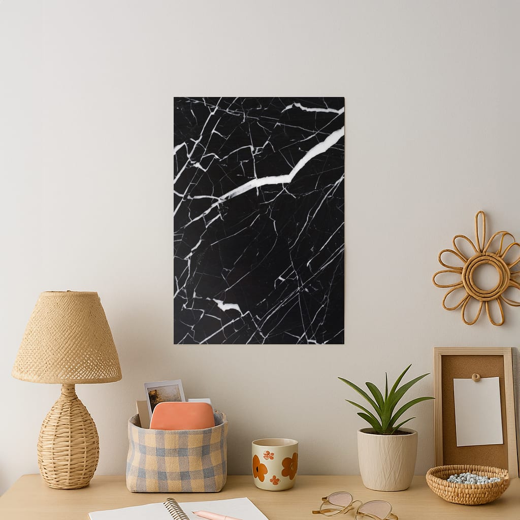 Black & White Marble Pattern Art Print