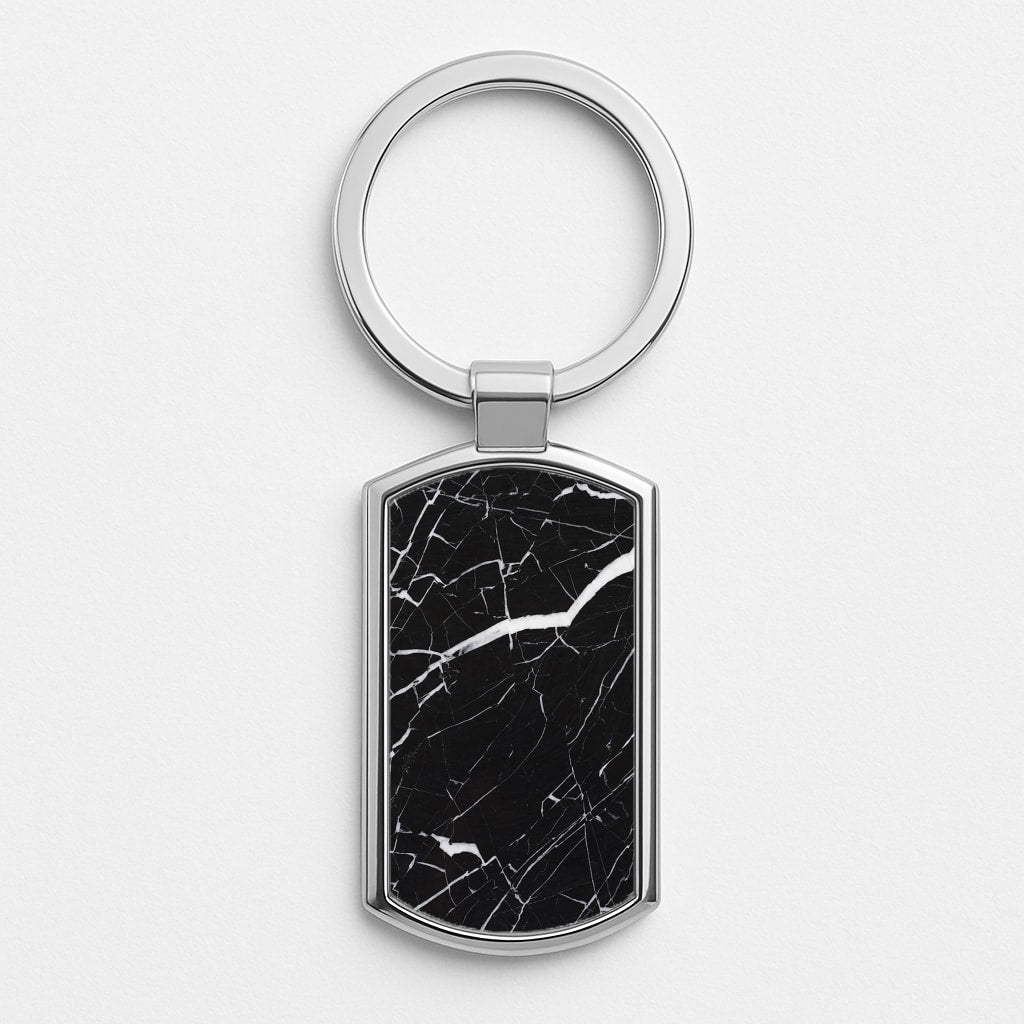 Black & White Marble Pattern Luxury Keyring