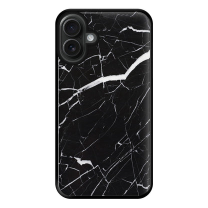 Black & White Marble Pattern Phone Case for iPhone 16 Plus