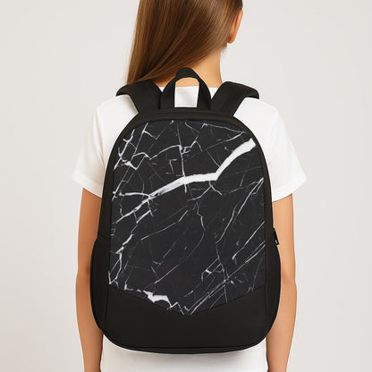 Black & White Marble Pattern Large School Bag