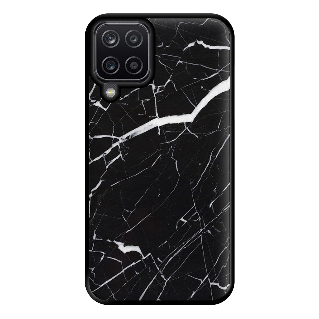 Black & White Marble Pattern Phone Case for Galaxy A12