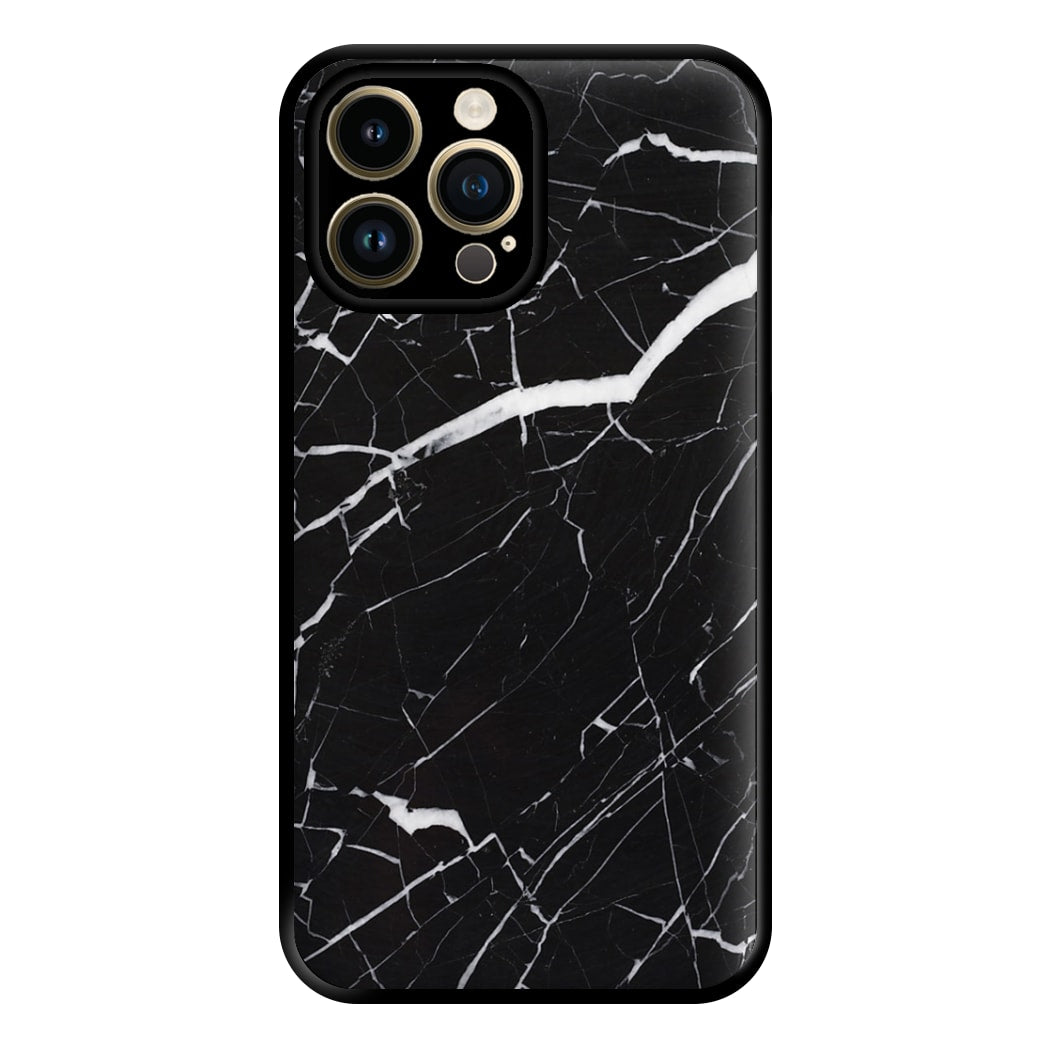 Black & White Marble Pattern Phone Case for iPhone 14 Pro Max