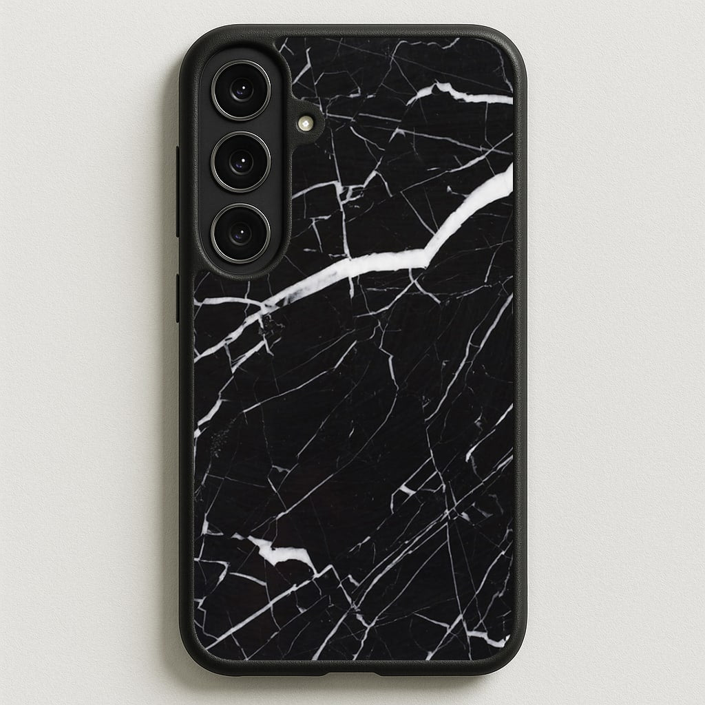 Black & White Marble Pattern Phone Case for Galaxy S25FE