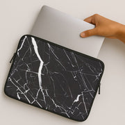 Black & White Marble Pattern Laptop Sleeve 2
