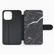 Black & White Marble Pattern Flip / Wallet Phone Case 2