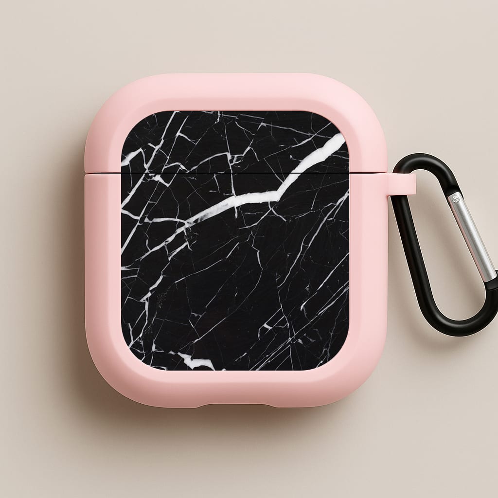 Black & White Marble Pattern Pink AirPods Case