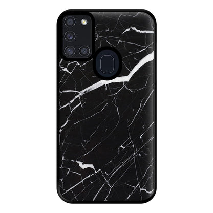 Black & White Marble Pattern Phone Case for Galaxy A21s