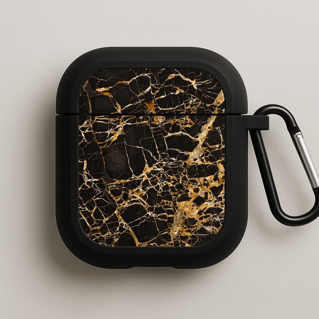 Black & Gold Marble Pattern AirPods Case