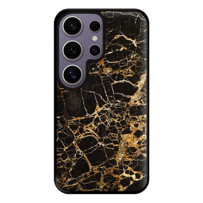 Black & Gold Marble Pattern Phone Case for Galaxy S25 Ultra