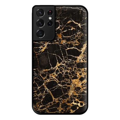 Black & Gold Marble Pattern Phone Case for Galaxy S21 Ultra