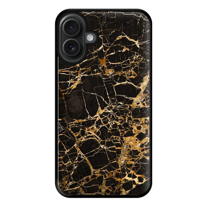 Black & Gold Marble Pattern Phone Case for iPhone 16 Plus