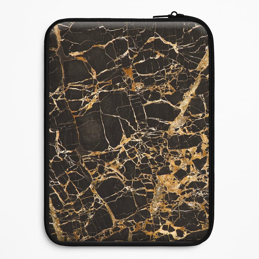 Black & Gold Marble Pattern Laptop Sleeve