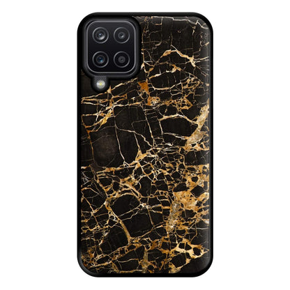 Black & Gold Marble Pattern Phone Case for Galaxy A12