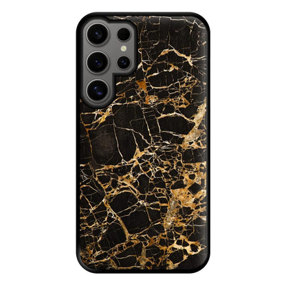 Black & Gold Marble Pattern Phone Case for Galaxy S24 Ultra