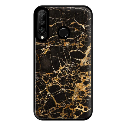 Black & Gold Marble Pattern Phone Case for Huawei P30 Lite