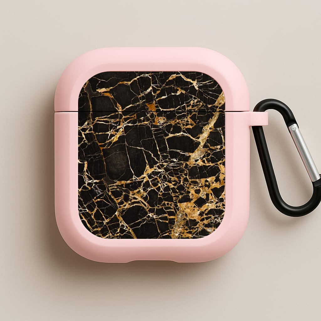 Black & Gold Marble Pattern Pink AirPods Case