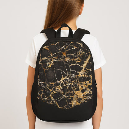 Black & Gold Marble Pattern Large School Bag