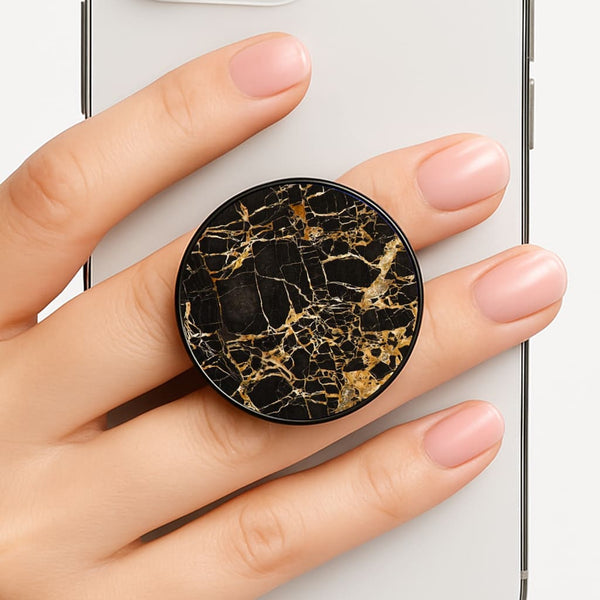 Black & Gold Marble Pattern Phone Grip