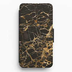 Black & Gold Marble Pattern Flip / Wallet Phone Case