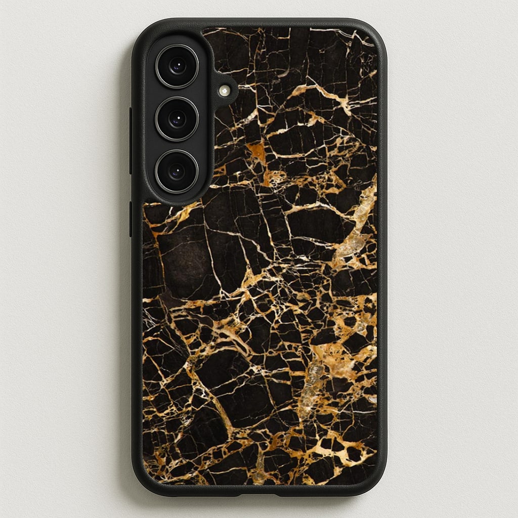Black & Gold Marble Pattern Phone Case for Galaxy S25FE