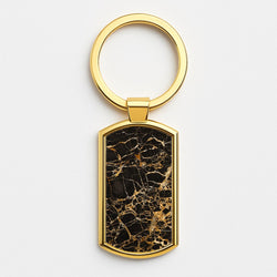 Black & Gold Marble Pattern Gold Keyring