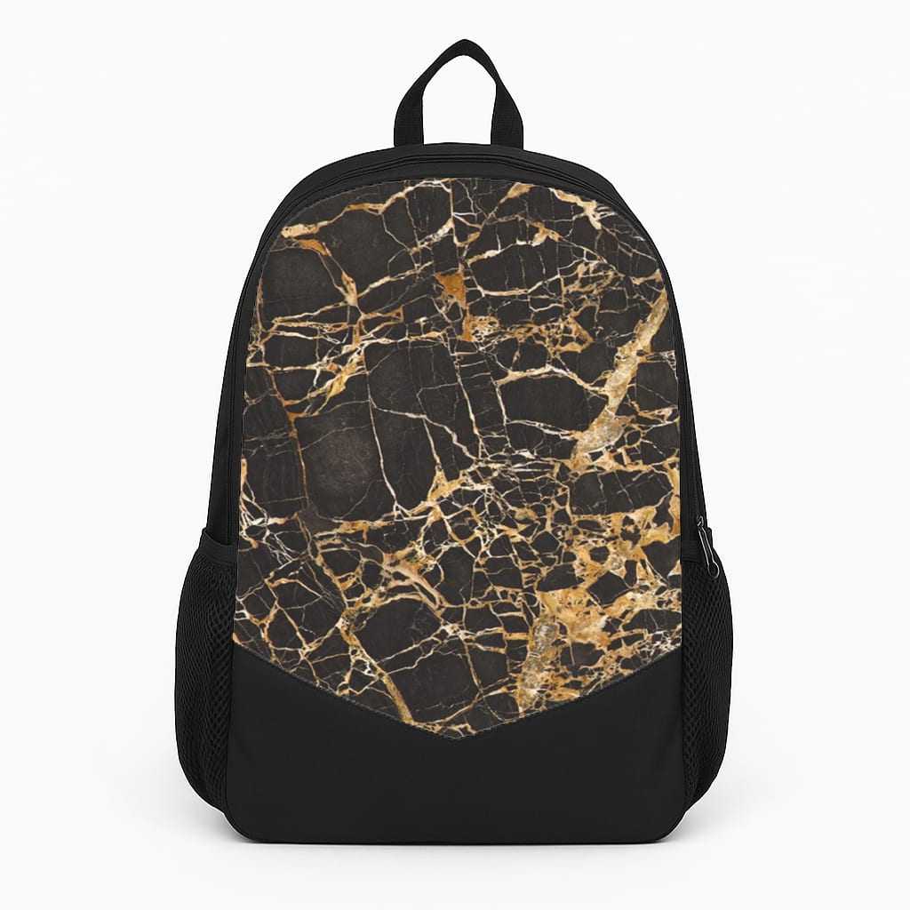 Black & Gold Marble Pattern Backpack
