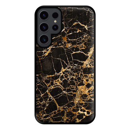 Black & Gold Marble Pattern Phone Case for Galaxy S23 Ultra