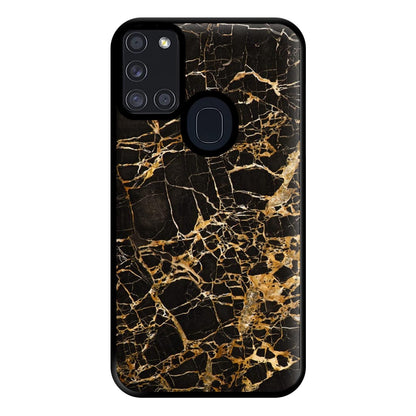 Black & Gold Marble Pattern Phone Case for Galaxy A21s