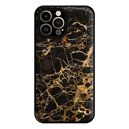 Black & Gold Marble Pattern Phone Case for iPhone 14 Pro Max